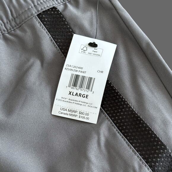 RVCA Kevin EW Men's Jogger Pant Charcoal Gray Size XL NWT 23A1202400 - Picture 8 of 9